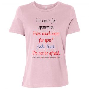 He Cares for Sparrows Ladie's tee shirt
