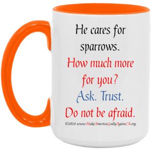 He Cares for Sparrows 15 oz. mug